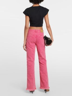 Kõrge vöökohaga sirged teksapüksid Isabel Marant roosa