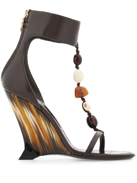 Sandales avec perles Ferragamo marron