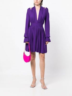 Koktejlové šaty s výstřihem do v Herve L. Leroux fialové