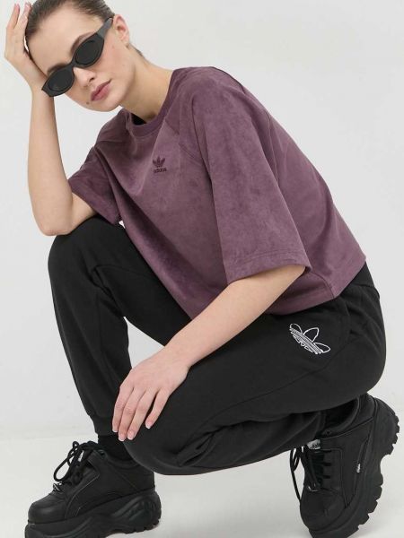 Spodnie sportowe bawełniane z kieszeniami Adidas Originals - сzarny