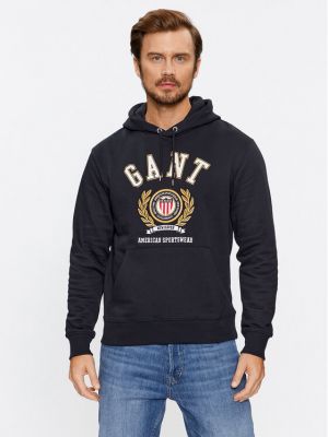 Relaxed fit džemperis su gobtuvu Gant juoda