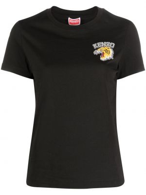Bavlnené tričko s potlačou s krátkymi rukávmi Kenzo - čierna