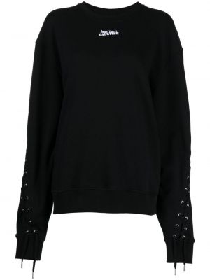 Nėriniuotas medvilninis džemperis su raišteliais Jean Paul Gaultier juoda