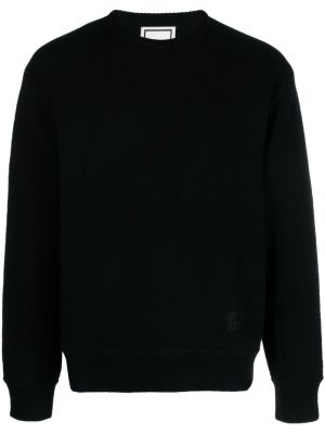 Плетен пуловер бродиран Wooyoungmi черно