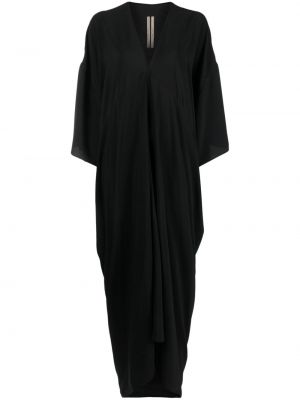 Drapované midi šaty s výstřihem do v Rick Owens černé