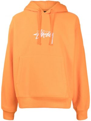 Pamučna hoodie s kapuljačom Stüssy narančasta
