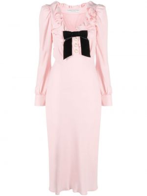 Midi šaty s volány Alessandra Rich růžové