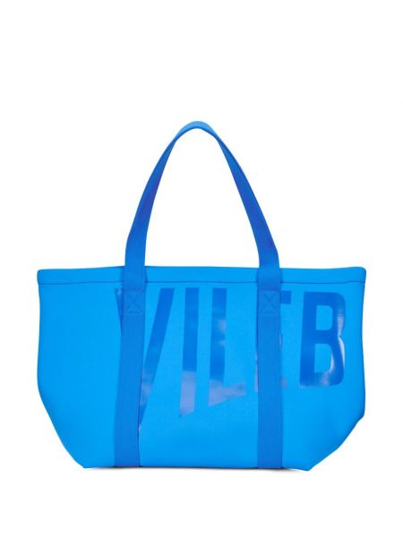 Shopper kabelka s potiskem Vilebrequin modrá