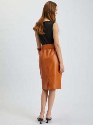 Kožená puzdrová sukňa Orsay hnedá