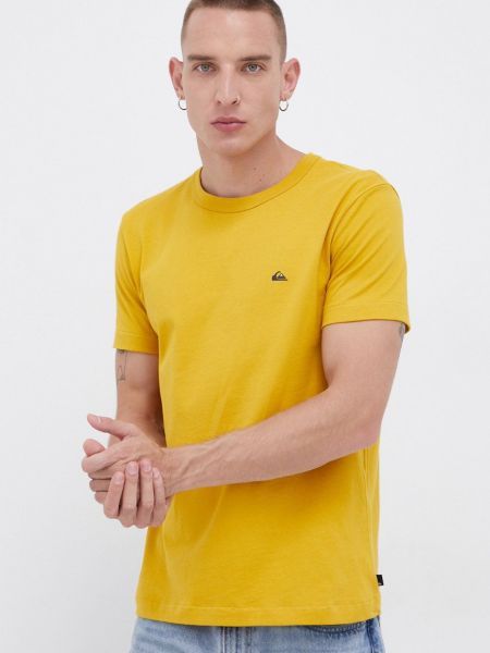 Памучна тениска с дълъг ръкав Quiksilver жълто