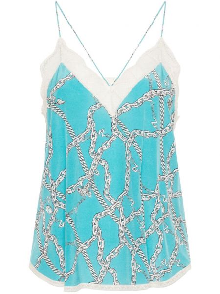 Seiden top mit print Zadig&voltaire blau