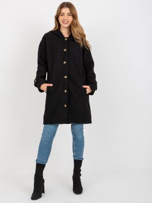 Βελούδινο παλτό με κουμπιά Fashionhunters μαύρο
