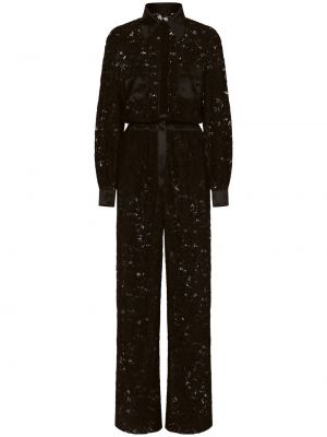 Mežģīņu kombinezons Dolce & Gabbana melns