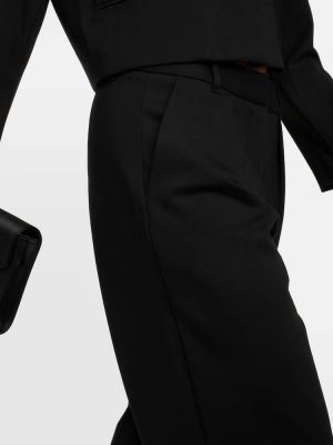 Voľné zamatové nohavice s vysokým pásom Velvet čierna