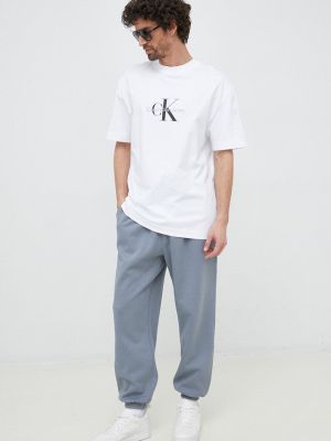 Панталон с апликация Calvin Klein Jeans сиво