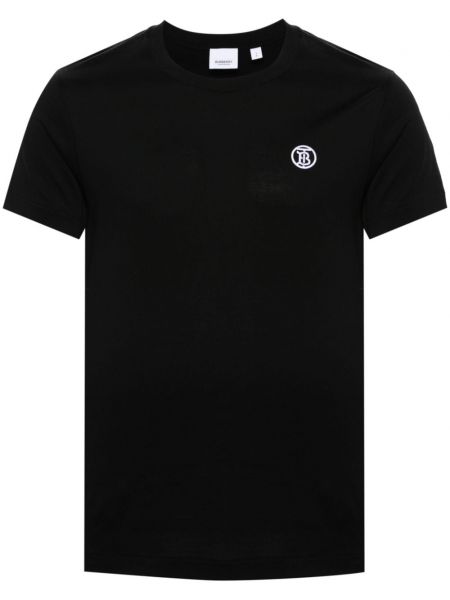 Βαμβακερή μπλούζα με κέντημα Burberry μαύρο
