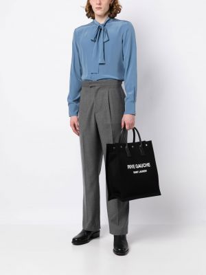 Shopper handtasche mit print Saint Laurent schwarz