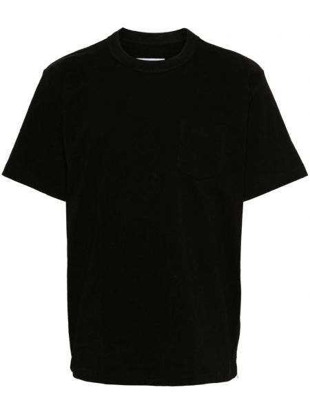 Tricou cu fermoar din bumbac Sacai negru