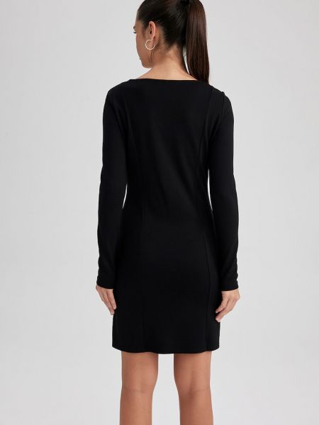 Платье с разрезом с квадратным вырезом Defacto черное