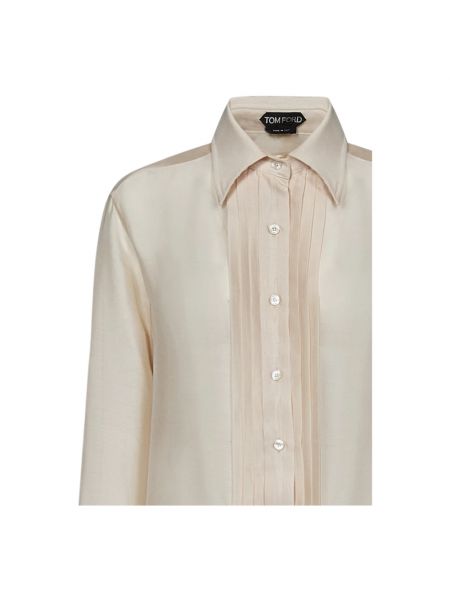 Blusa de seda plisada Tom Ford beige