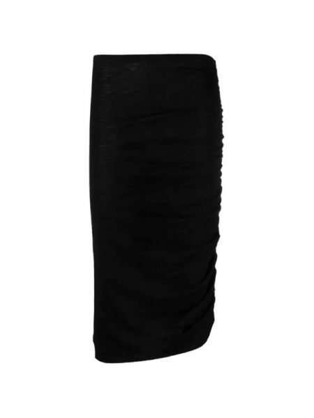Черная шерстяная юбка миди из шерсти мериноса Isabel Marant