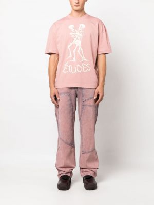Bavlněné tričko s potiskem Etudes růžové