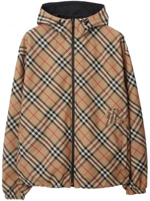 Kockovaná bunda na zips s kapucňou Burberry