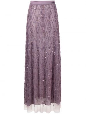 Tylová flitrovaná dlhá sukňa Elisabetta Franchi fialová