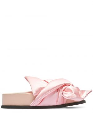 Sandale cu funde din satin de mătase N°21 roz