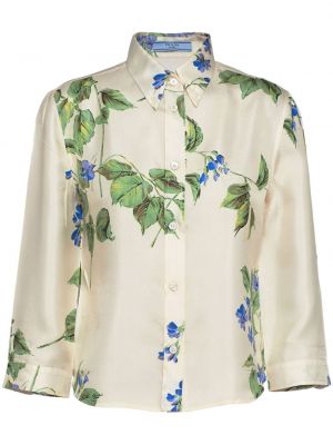 Košulja s cvjetnim printom s printom Prada bijela
