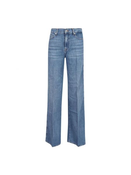 Lniane proste jeansy 7 For All Mankind niebieskie