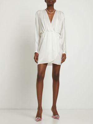 Hedvábné saténové mini šaty Forte Forte bílé