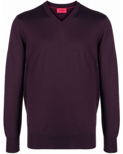 Jersey de punto con escote v de tela jersey Boss violeta