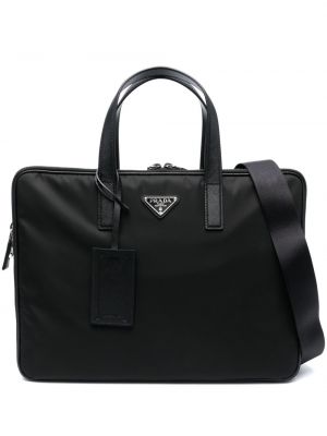 Czarna torba na laptopa Prada
