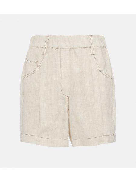 Pantalones cortos de lino Brunello Cucinelli beige