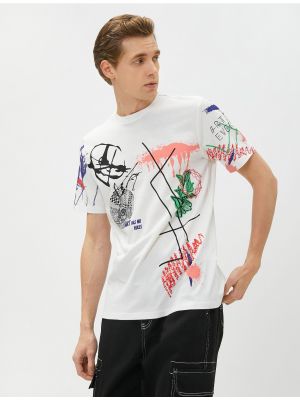 Bombažna polo majica z abstraktnimi vzorci Koton
