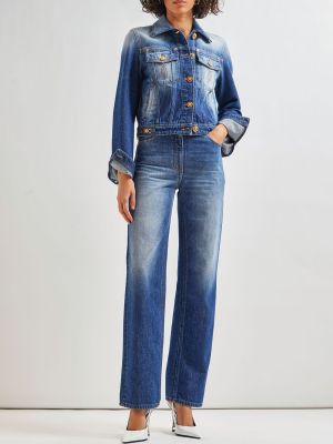 Bavlnené džínsy s rovným strihom Versace modrá