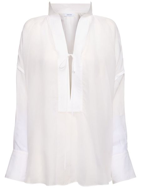 Μεταξωτό πουκάμισο ντραπέ Ferragamo λευκό