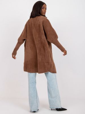 Palton de lână din lână alpaca Fashionhunters maro