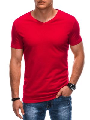 Polo krekls ar v veida izgriezumu Edoti sarkans