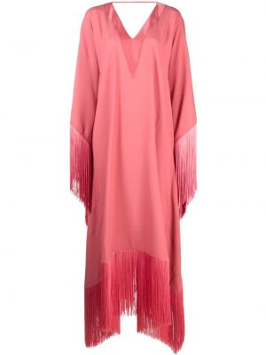 Κοκτέιλ φόρεμα με κρόσσια με λαιμόκοψη v Taller Marmo ροζ