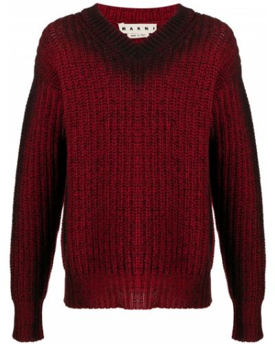 Jersey de punto con escote v de tela jersey Marni rojo