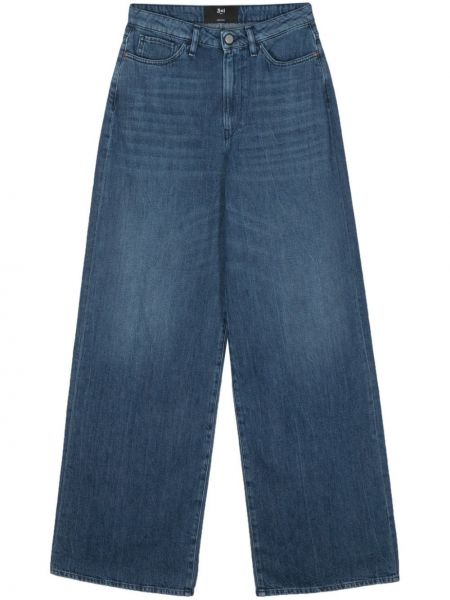 Voľné džínsy s vysokým pásom 3x1 modrá