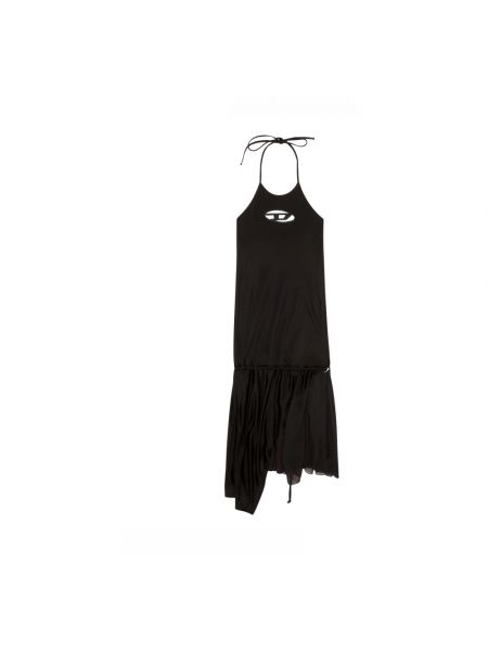 Sukienka z dekoltem typu halter szyfonowa Diesel czarna