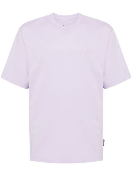 Памучна тениска бродирана Moose Knuckles виолетово