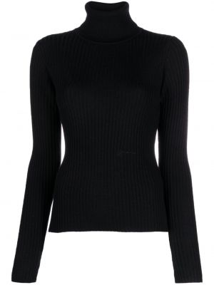 Вълнен пуловер от мерино вълна Ganni черно