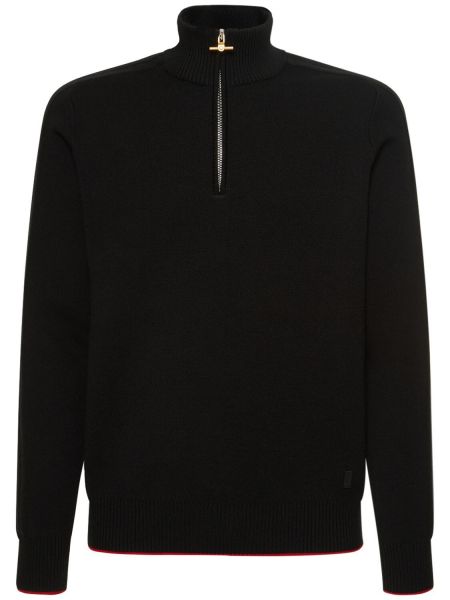 Vlnený sveter na zips Dunhill čierna