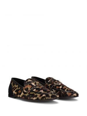 Loafers z nadrukiem w panterkę Dolce And Gabbana czarne