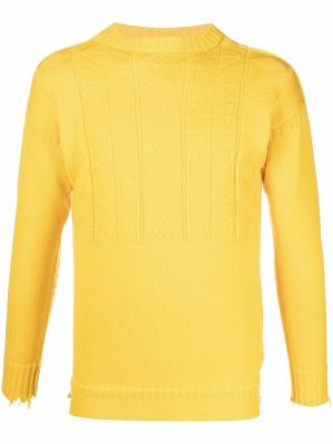 Вълнен пуловер с протрити краища Maison Margiela жълто