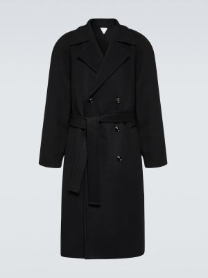 Μάλλινο παλτό κασμίρ Bottega Veneta μαύρο